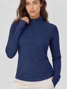 YUCOLEN Women's Fleece Quarter Zip Pullover for Running & Golf in Navy