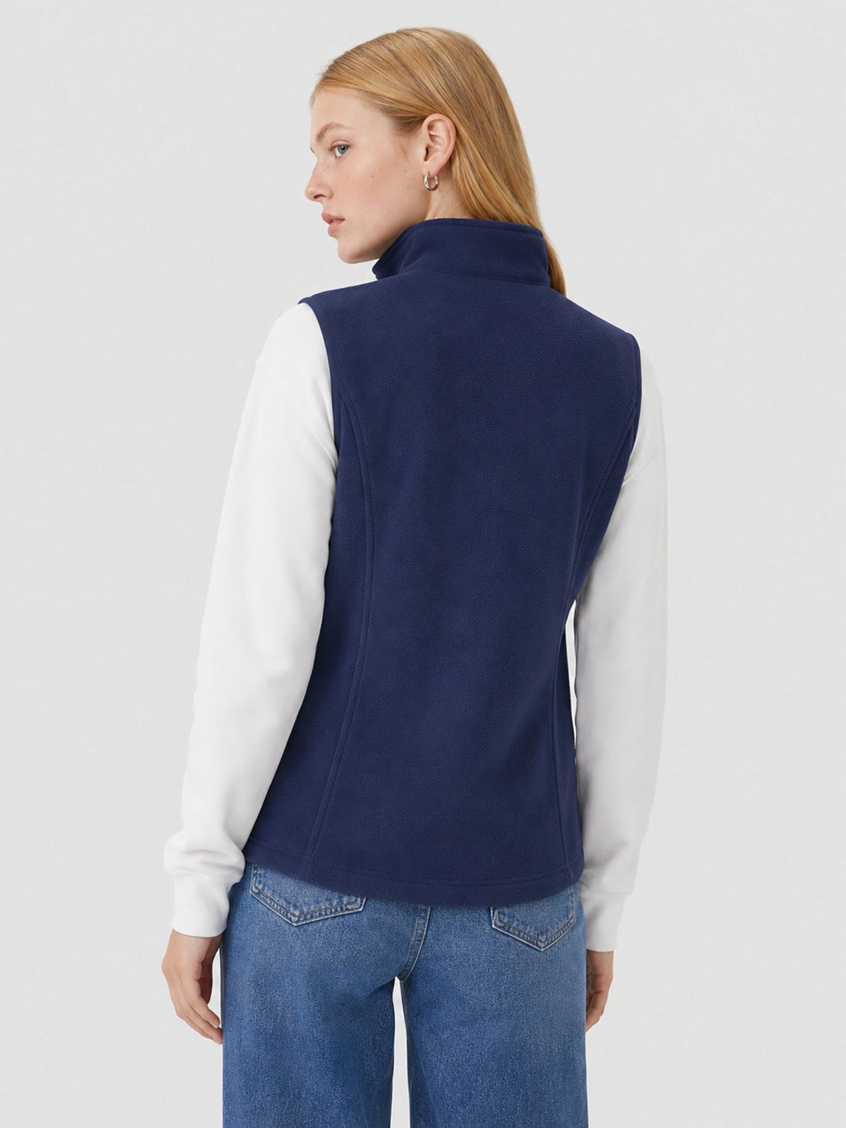 YUCOLEN Women's Full Zip Fleece Vest Anti-Static Sleeveless Jacket with Pockets in Navy