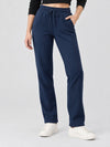 YUCOLEN Women's Heavyweight Water Resistant Sherpa Lined Sweatpants for Winter Snow in Navy