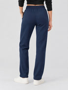YUCOLEN Women's Heavyweight Water Resistant Sherpa Lined Sweatpants for Winter Snow in Navy