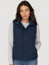 YUCOLEN Women's Lightweight Duck Down Puffer Vest Stand Collar Sleeveless Jacket in Navy