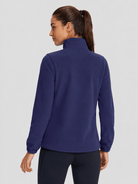 YUCOLEN Women's Lightweight Full Zip Fleece Jacket Windproof Stand Collar Outdoor Sweatshirt in Navy