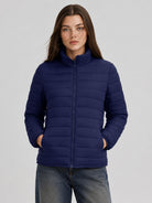 YUCOLEN Women's Lightweight Jacket Packable Water Resistant Quilted Coat with 4 Pockets in Navy