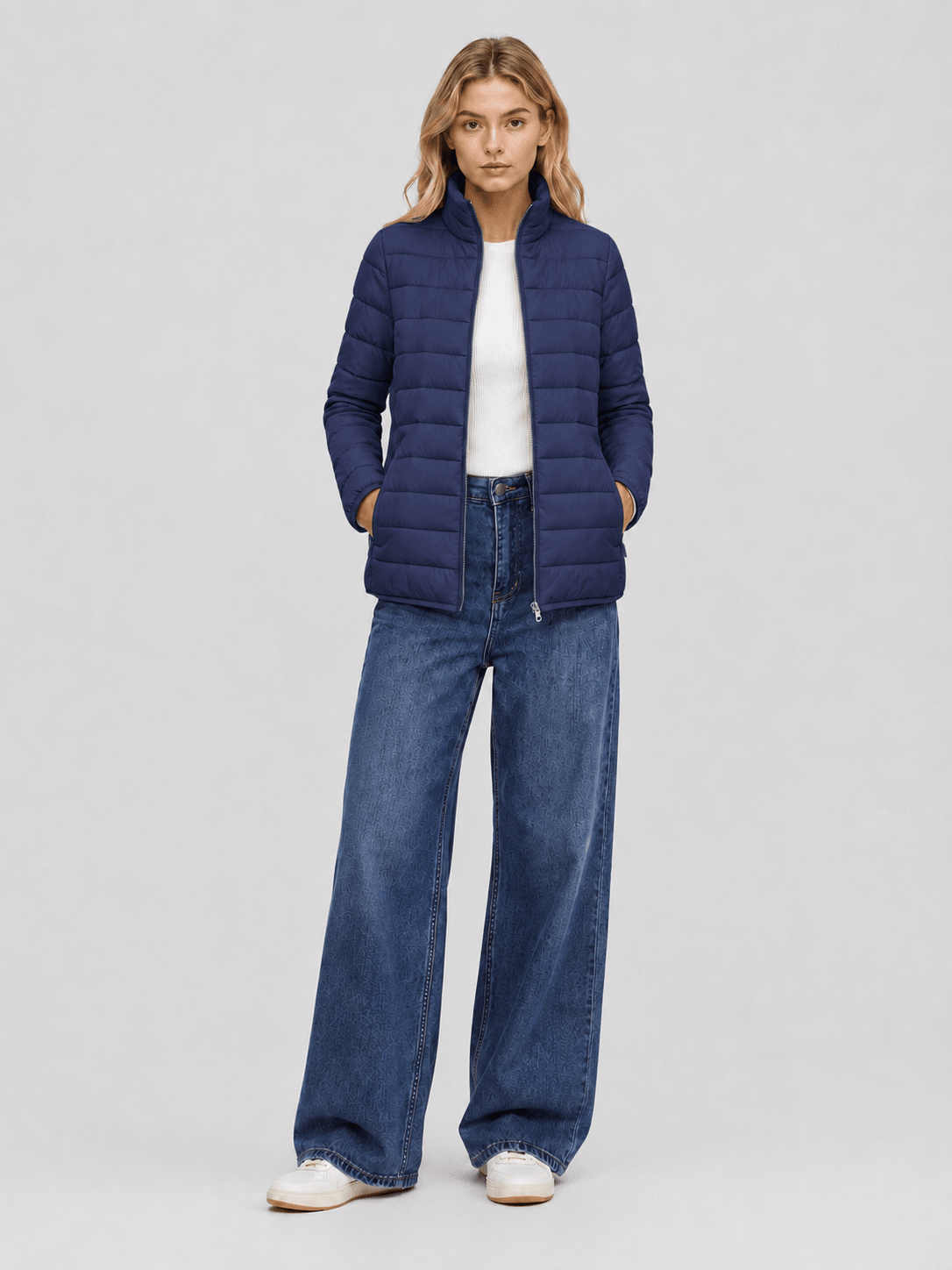 YUCOLEN Women's Lightweight Jacket Packable Water Resistant Quilted Coat with 4 Pockets in Navy