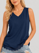 YUCOLEN Women's Lightweight Sleeveless Tank Top - Stretch Workout Shirt in Navy