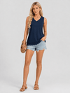 YUCOLEN Women's Lightweight Sleeveless Tank Top - Stretch Workout Shirt in Navy