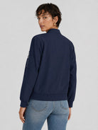 YUCOLEN Women's Lightweight Water Resistant Bomber Jacket 5-Pocket Utility Windbreaker in Navy
