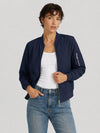 YUCOLEN Women's Lightweight Water Resistant Bomber Jacket 5-Pocket Utility Windbreaker in Navy