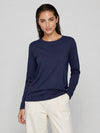 YUCOLEN Women's Long Sleeve Tri-blend Shirt Soft Breathable Loose Fit Crew Neck Tee in Navy