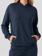 YUCOLEN Women's Loose Fit Fleece Lined Hoodie with Cotton Blend Fabric in Navy