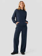 YUCOLEN Women's Loose Fit Fleece Lined Hoodie with Cotton Blend Fabric in Navy