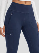 YUCOLEN Women's Outdoor Stretch Leggings with High Waist and Pockets in Navy