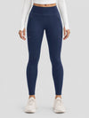 YUCOLEN Women's Outdoor Stretch Leggings with High Waist and Pockets in Navy