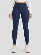 YUCOLEN Women's Outdoor Stretch Leggings with High Waist and Pockets in Navy