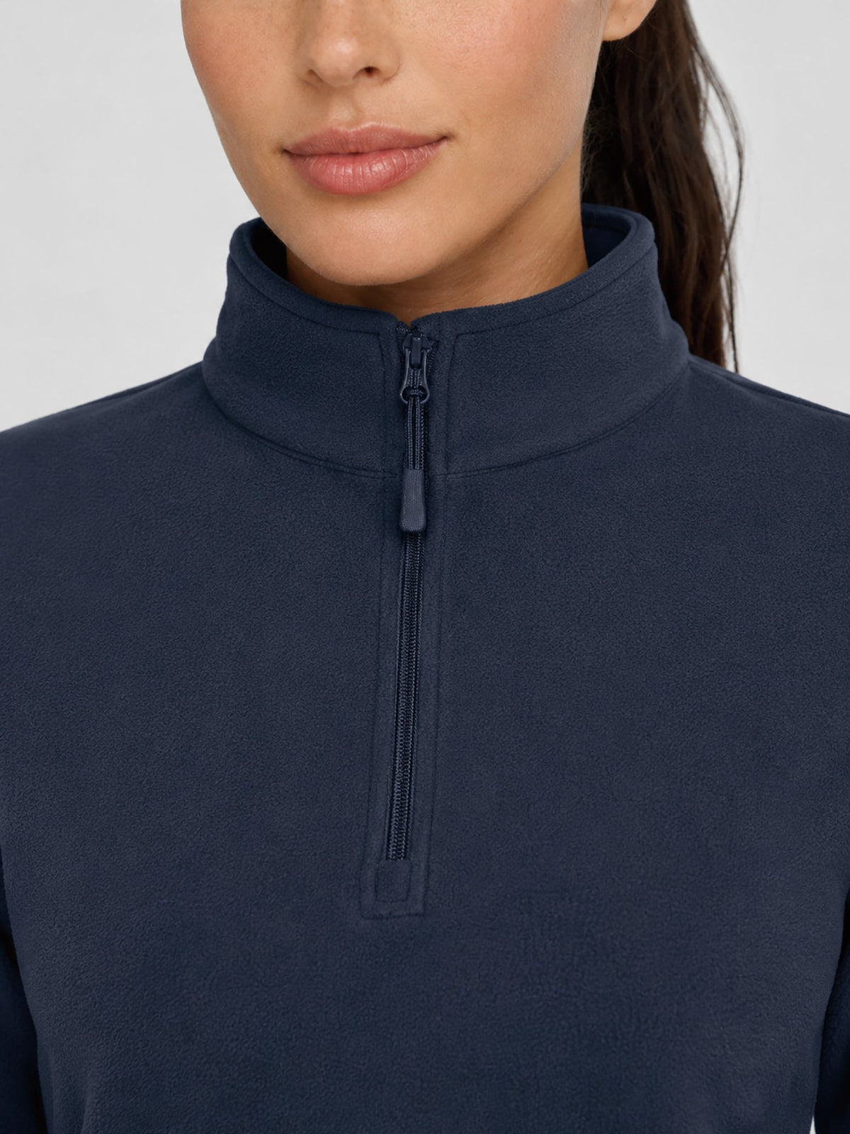 YUCOLEN Women's Quarter Zip Polar Fleece Pullover Lightweight Warm Sweatshirt in Navy