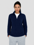 YUCOLEN Women's Quarter Zip Polar Fleece Pullover Lightweight Warm Sweatshirt in Navy