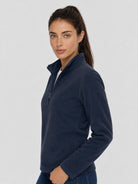 YUCOLEN Women's Quarter Zip Polar Fleece Pullover Lightweight Warm Sweatshirt in Navy