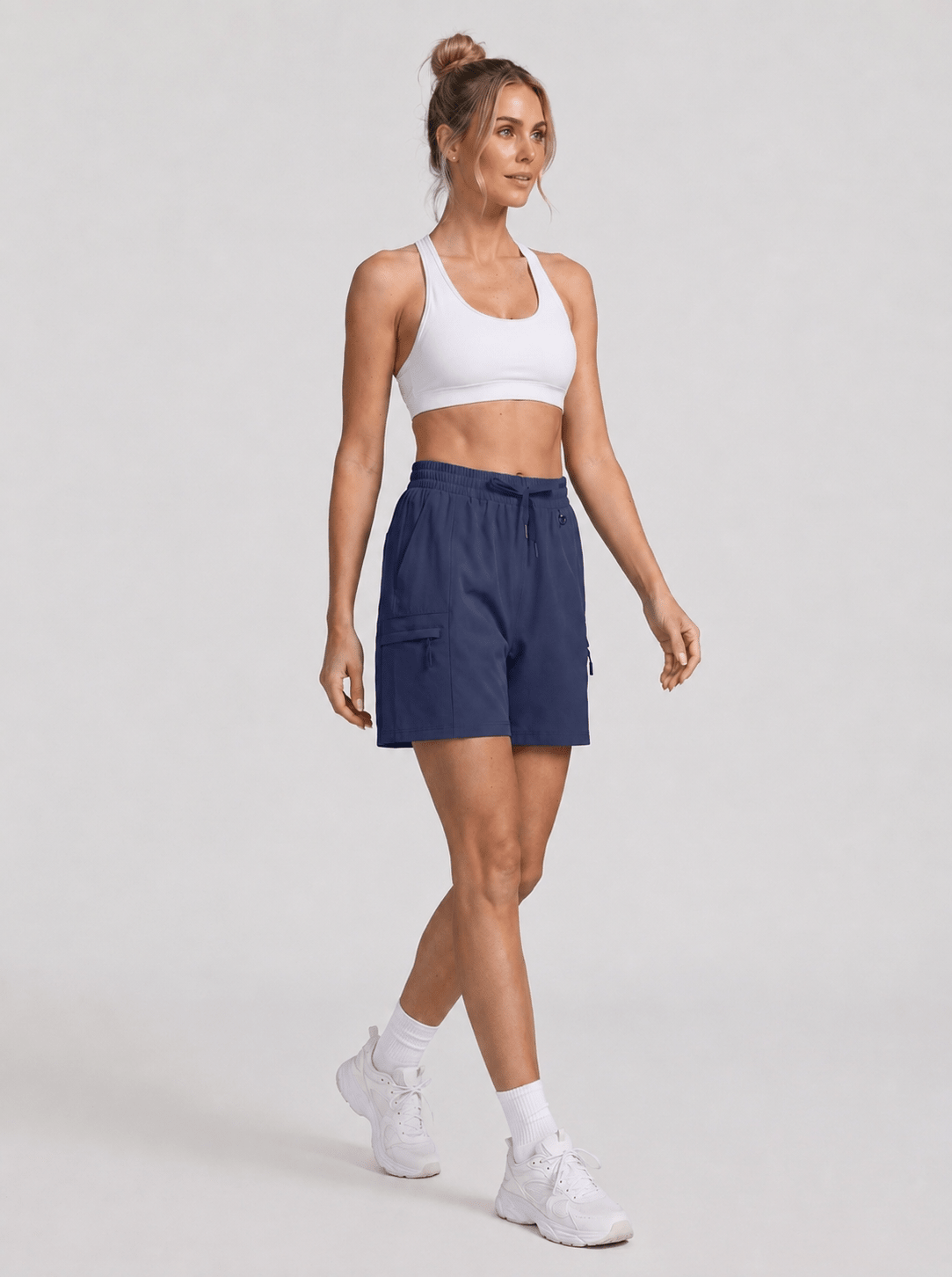 YUCOLEN Women's Quick Dry Hiking Cargo Shorts UPF 50 Plus Lightweight 5 Inch Athletic Shorts in Navy