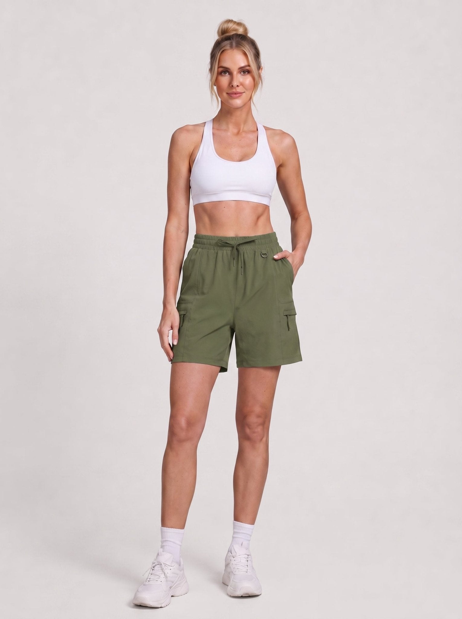 YUCOLEN Women's Quick Dry Hiking Cargo Shorts UPF 50 Plus Lightweight 5 Inch Athletic Shorts in Navy