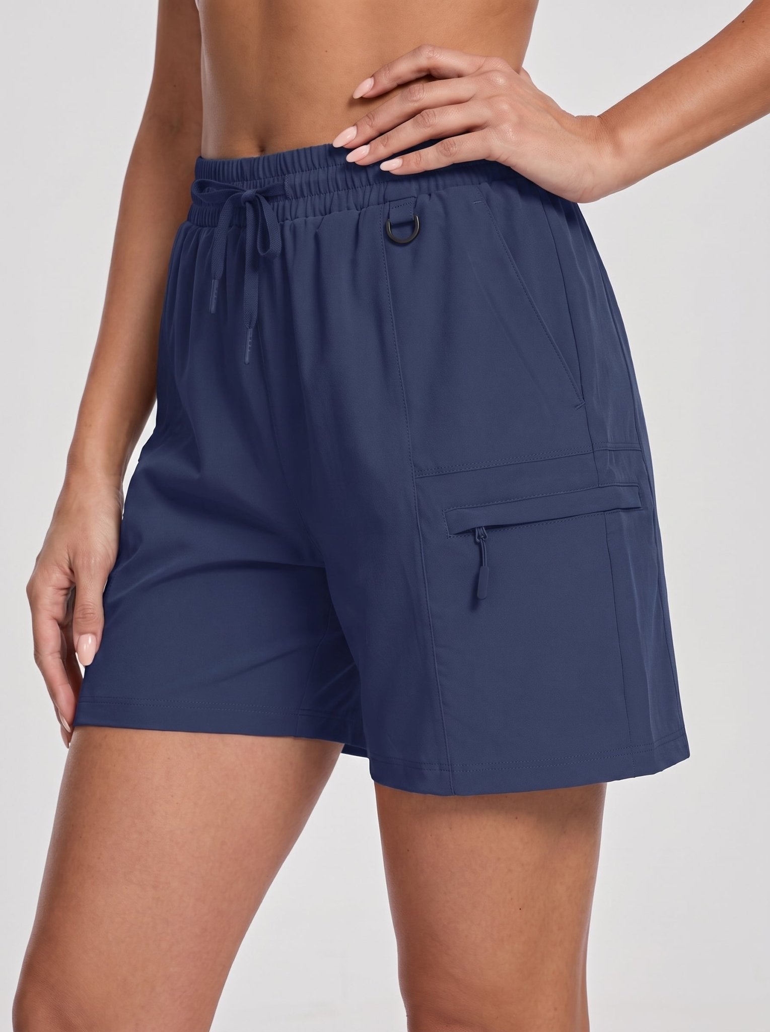 YUCOLEN Women's Quick Dry Hiking Cargo Shorts UPF 50 Plus Lightweight 5 Inch Athletic Shorts in Navy