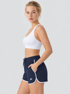 YUCOLEN Womens Quick Dry Running Shorts with Pockets Lightweight Athletic Fit in Navy