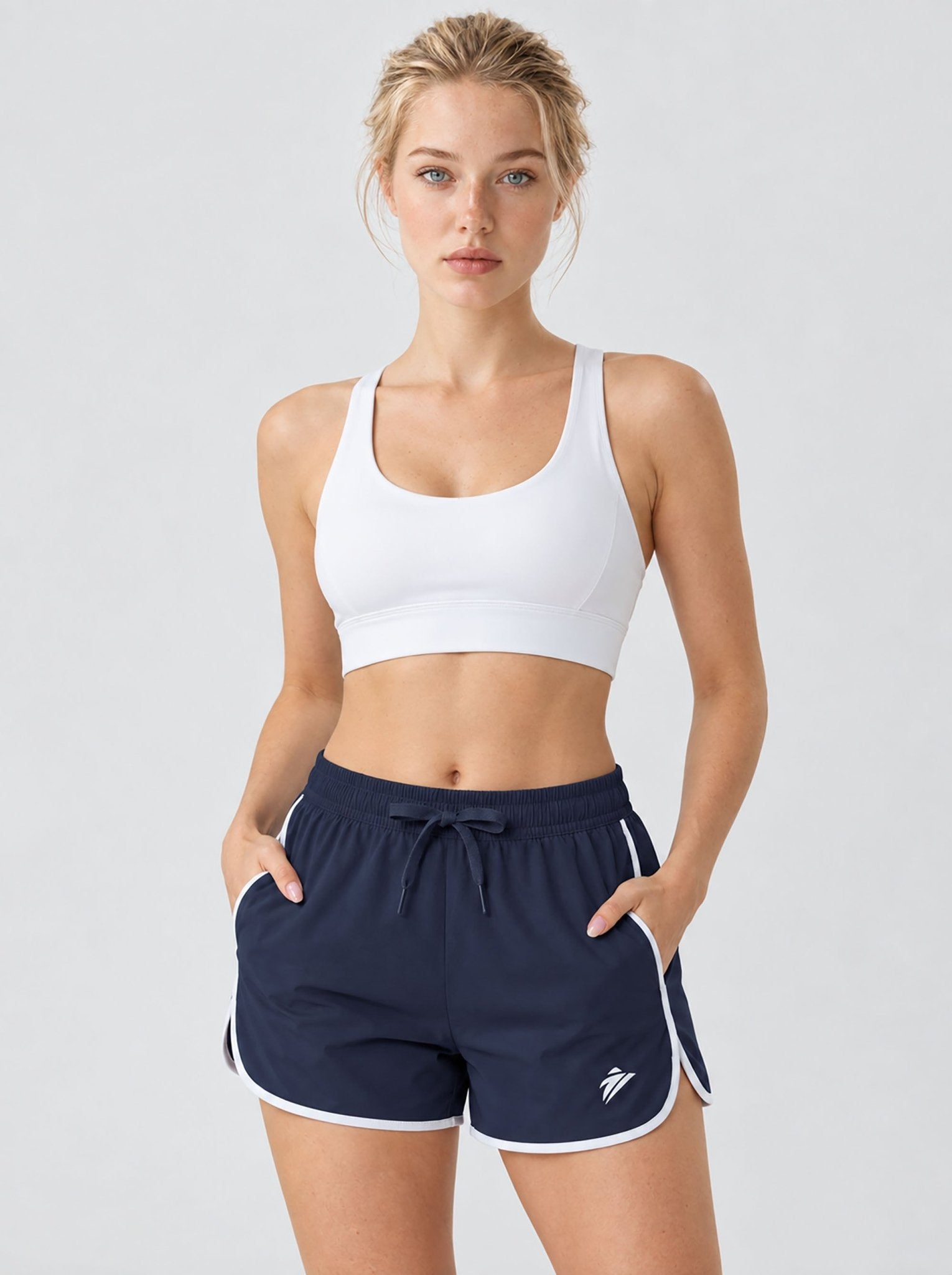 YUCOLEN Womens Quick Dry Running Shorts with Pockets Lightweight Athletic Fit in Navy
