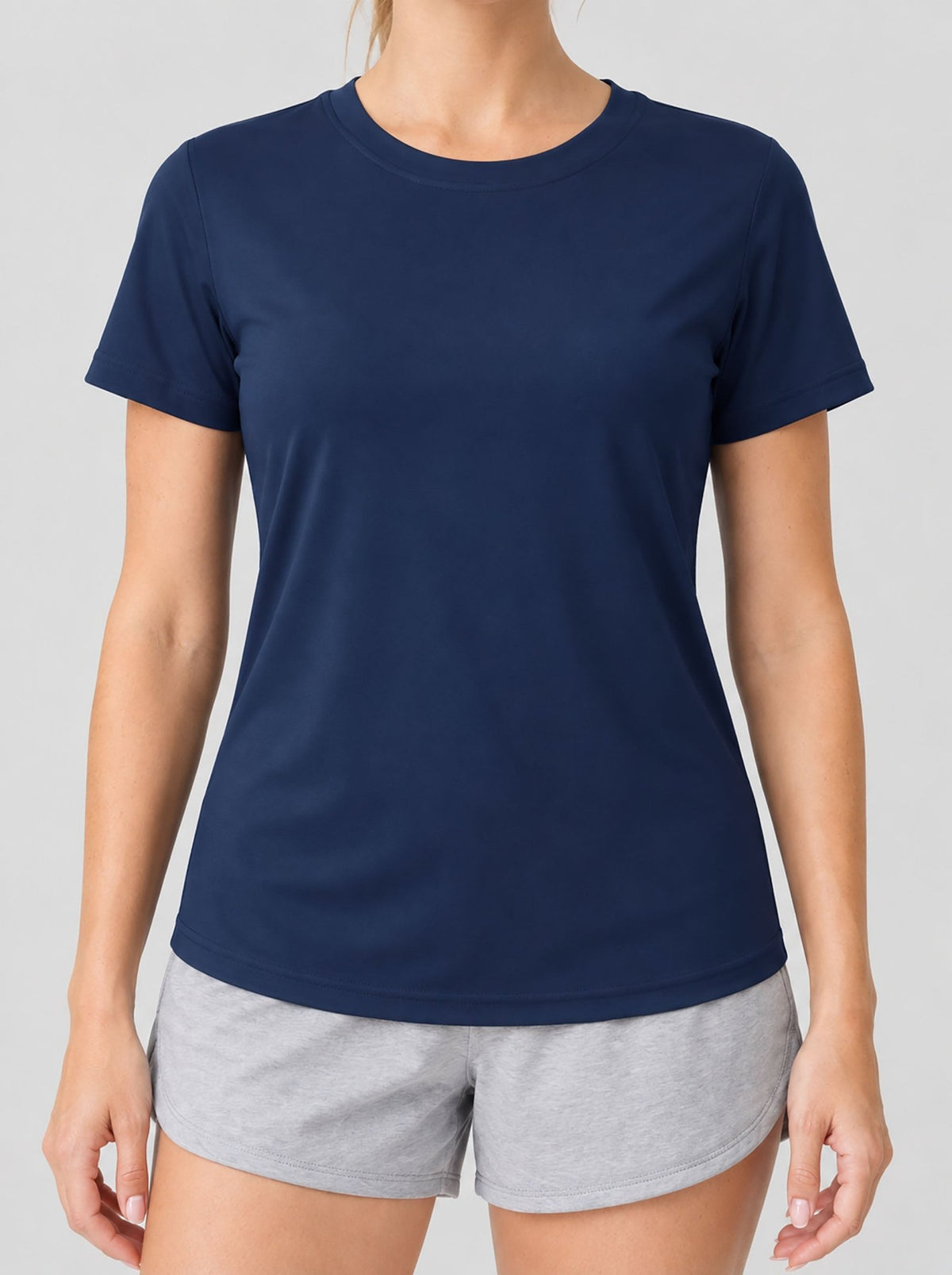 YUCOLEN Womens Quick Dry UPF 50 Athletic Short Sleeve Workout Top in Navy