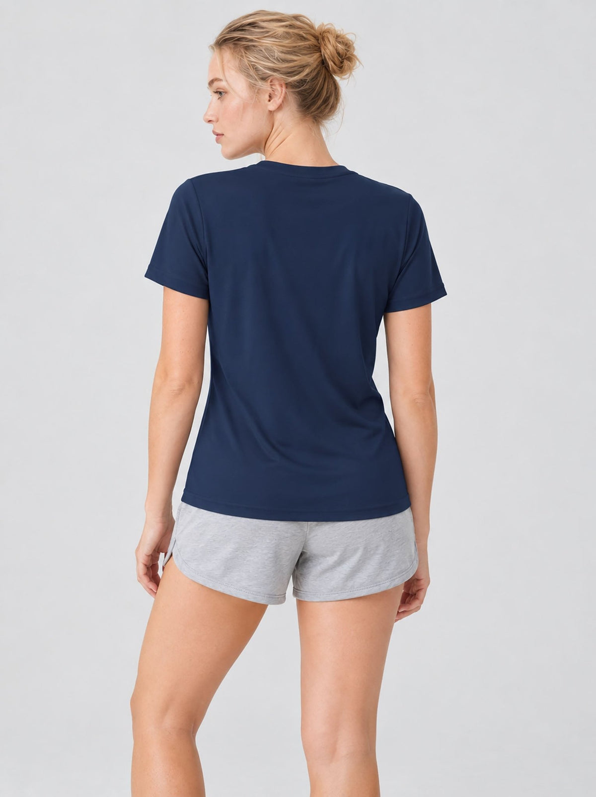 YUCOLEN Womens Quick Dry UPF 50 Athletic Short Sleeve Workout Top in Navy