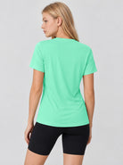 YUCOLEN Womens Quick Dry UPF 50 Athletic Short Sleeve Workout Top in Navy