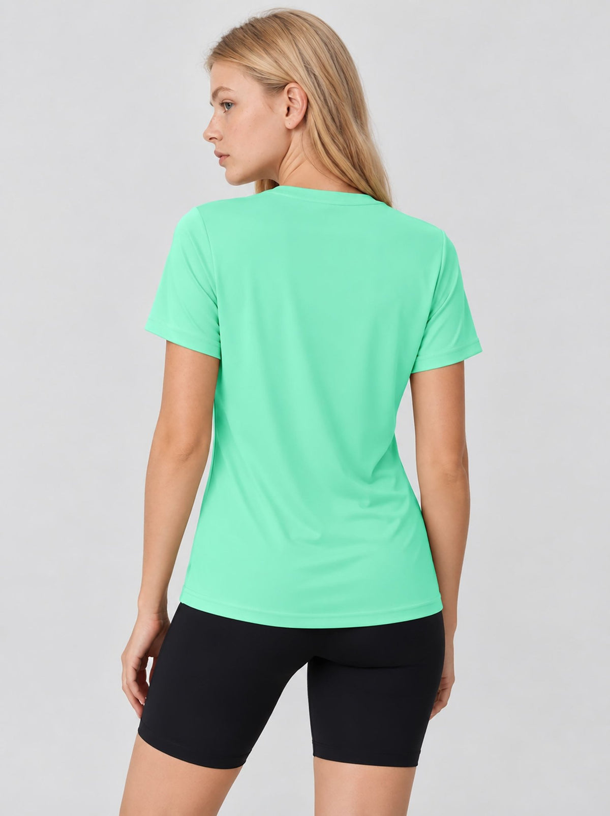 YUCOLEN Womens Quick Dry UPF 50 Athletic Short Sleeve Workout Top in Navy