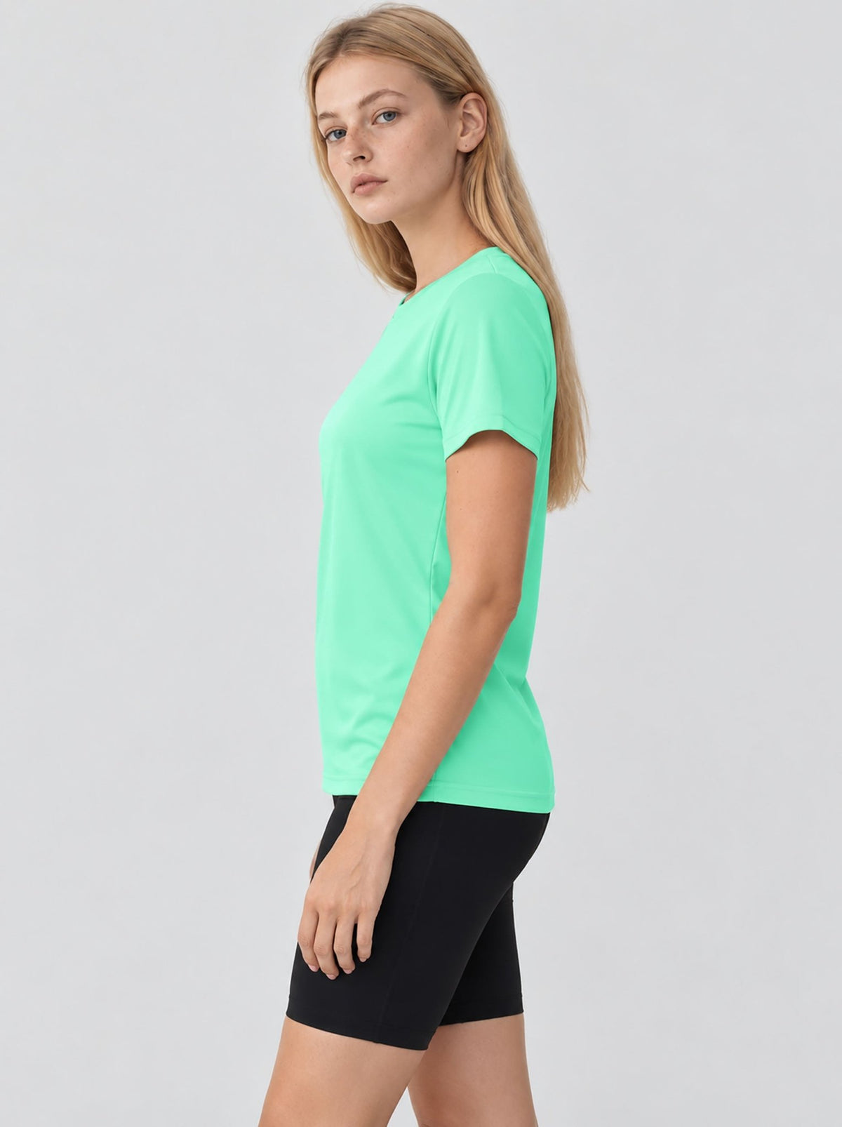 YUCOLEN Womens Quick Dry UPF 50 Athletic Short Sleeve Workout Top in Navy
