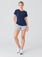 YUCOLEN Womens Quick Dry UPF 50 Athletic Short Sleeve Workout Top in Navy