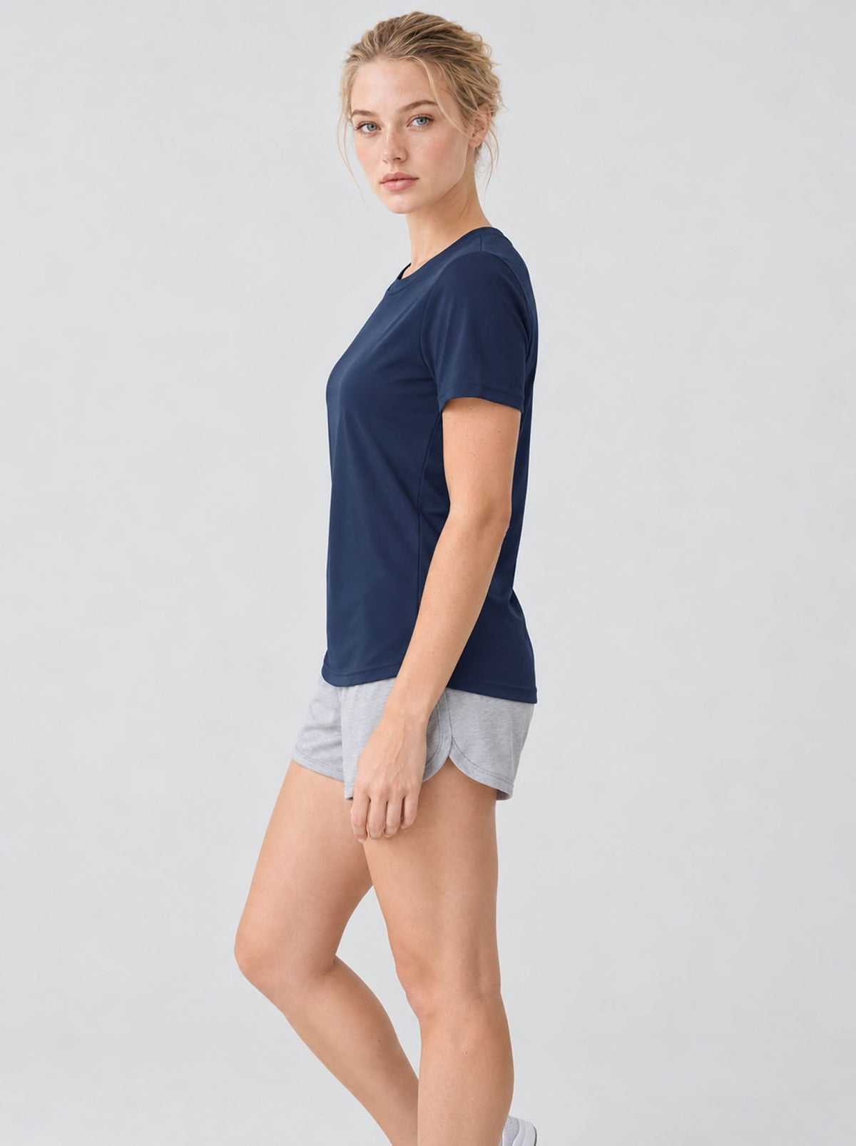 YUCOLEN Womens Quick Dry UPF 50 Athletic Short Sleeve Workout Top in Navy