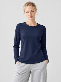 YUCOLEN Women’s Stretch Thermal Long Sleeve Active Top in Navy
