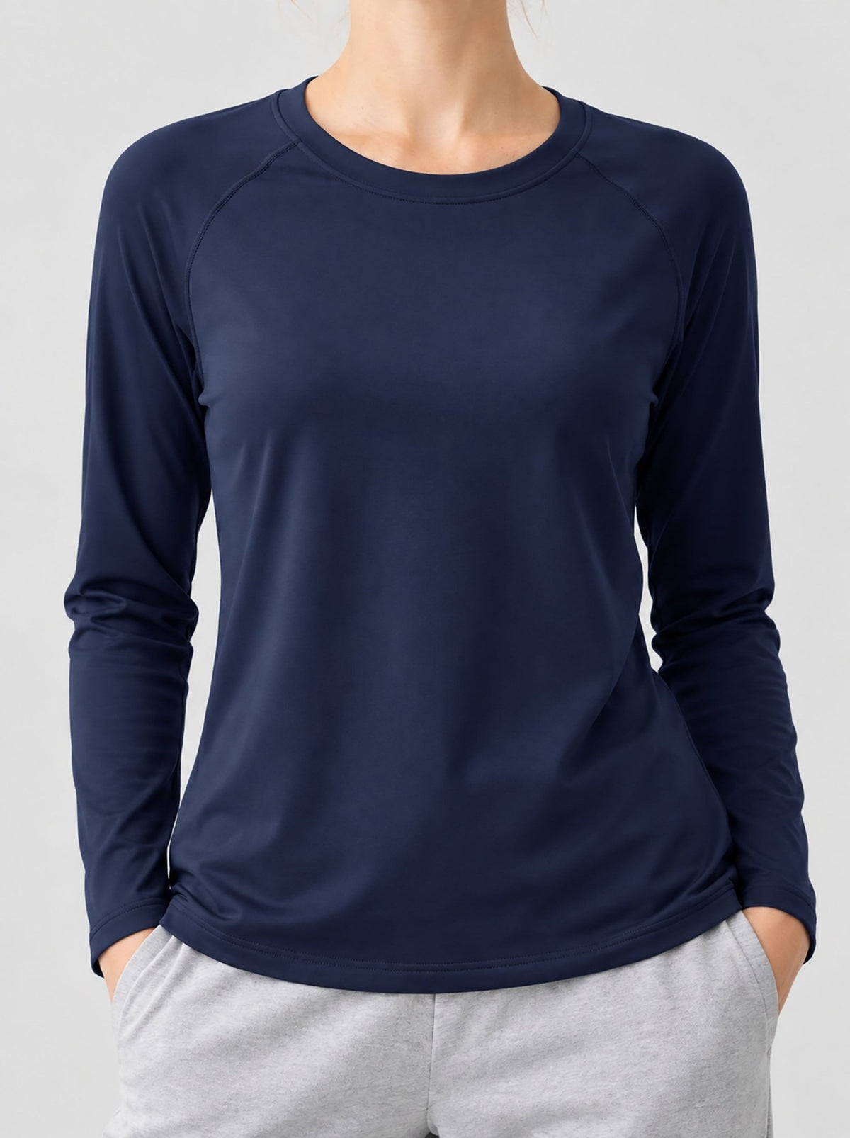 YUCOLEN Women’s Stretch Thermal Long Sleeve Active Top in Navy