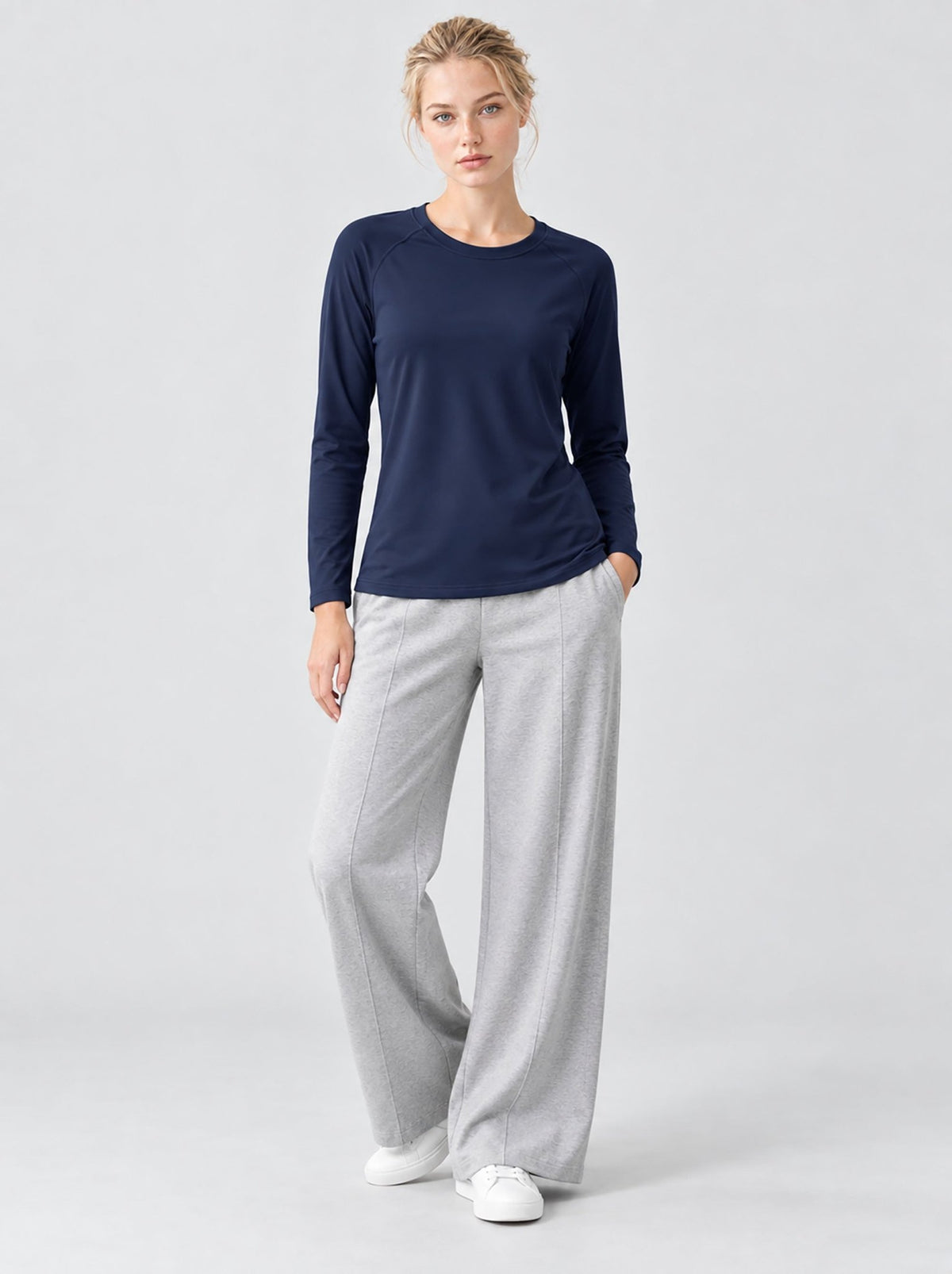 YUCOLEN Women’s Stretch Thermal Long Sleeve Active Top in Navy