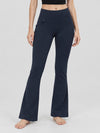 YUCOLEN Women's Thermal Water Resistant Fleece Lined Flare Leggings with 3 Pockets in Navy