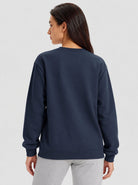 YUCOLEN Womens Warm Fleece Crewneck Sweatshirt with Zip Pockets in Navy