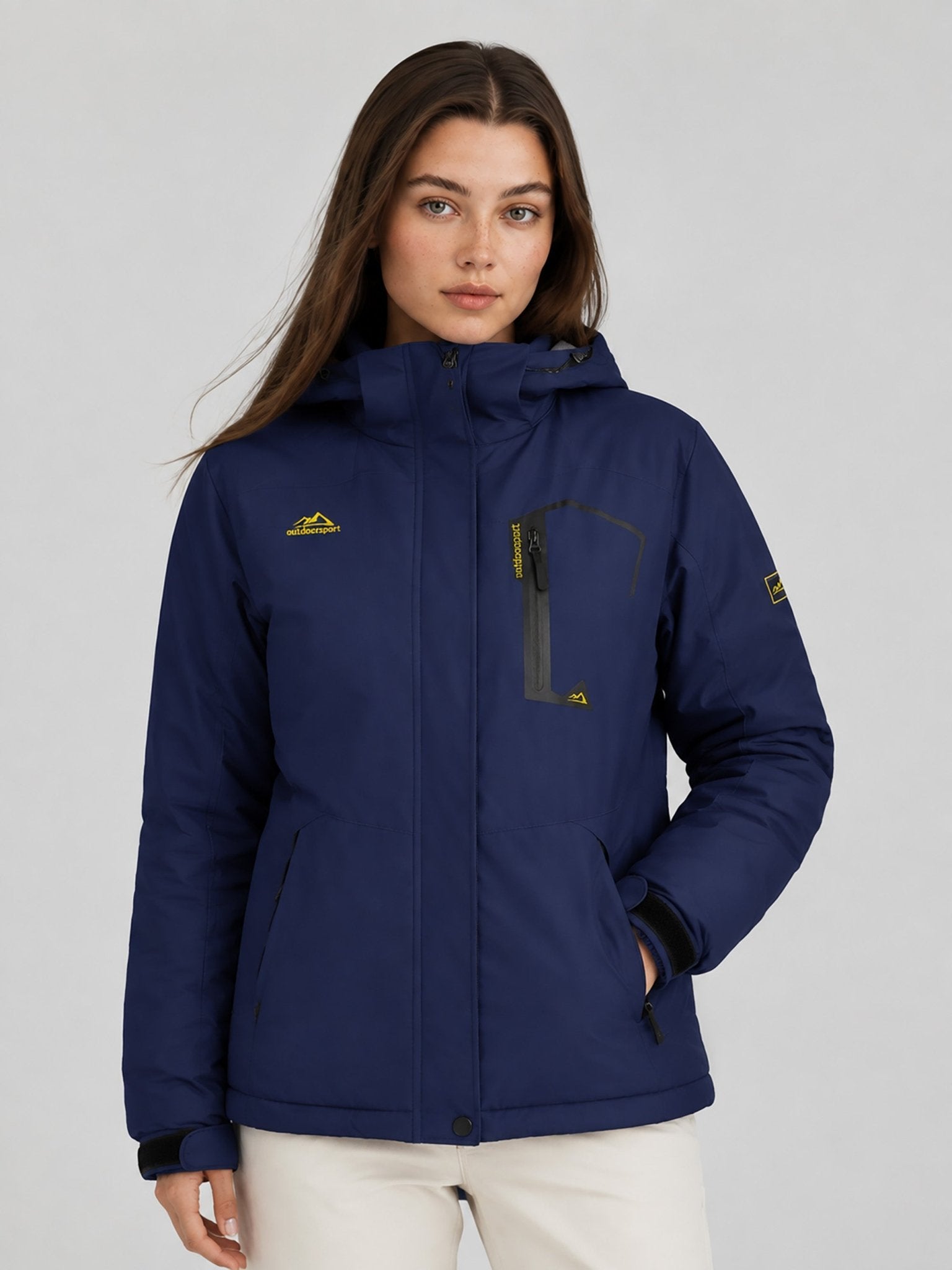 YUCOLEN Women's Waterproof Ski Jacket Fleece Lined Insulated Snow Coat with Detachable Hood in Navy