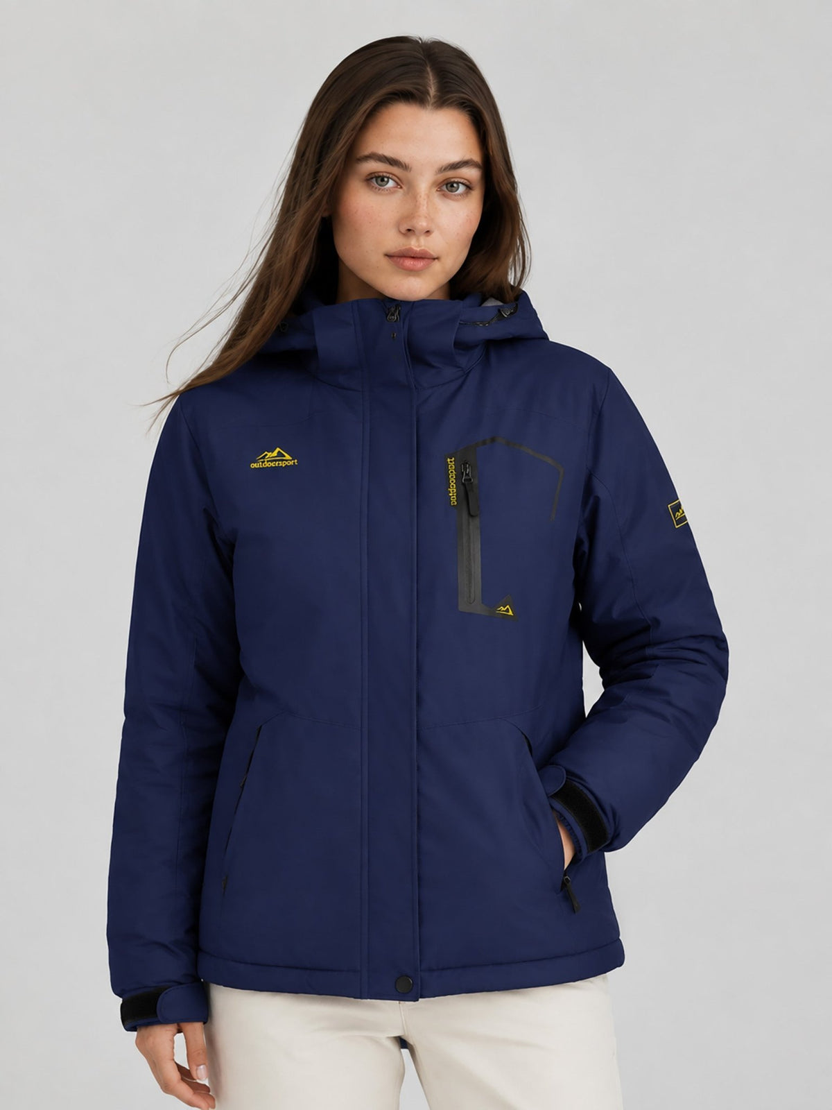 YUCOLEN Women's Waterproof Ski Jacket Fleece Lined Insulated Snow Coat with Detachable Hood in Navy