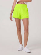 YUCOLEN Women's High Waisted Lightweight Running Shorts - Stretch Workout Shorts in Neon Green