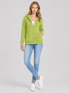 YUCOLEN Women's Fleece Lined Zip Up Hoodie Lightweight Athletic Hooded Sweatshirt in Olive Green