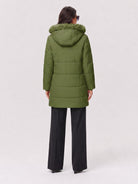 YUCOLEN Women's Long Winter Down Coat Fleece Lined Puffer Jackets in Olive Green