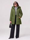 YUCOLEN Women's Long Winter Down Coat Fleece Lined Puffer Jackets in Olive Green