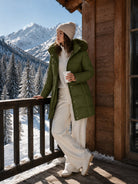 YUCOLEN Women's Long Winter Down Coat Fleece Lined Puffer Jackets in Olive Green