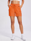 YUCOLEN Women's 5 Inch Quick Dry Hiking Cargo Shorts UPF 50 Plus Lightweight Athletic Shorts in Orange