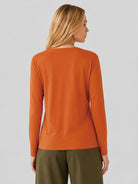 YUCOLEN Women's Long Sleeve Tri-blend Shirt Soft Breathable Loose Fit Crew Neck Tee in Orange