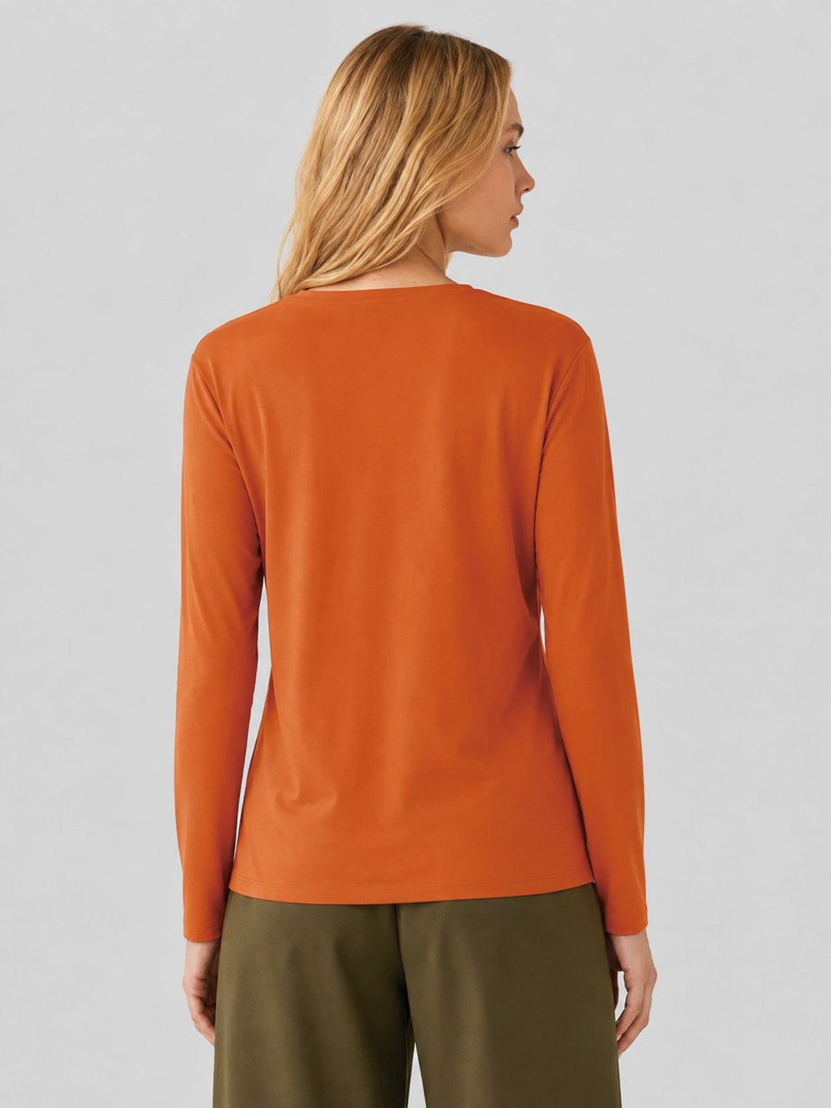 YUCOLEN Women's Long Sleeve Tri-blend Shirt Soft Breathable Loose Fit Crew Neck Tee in Orange