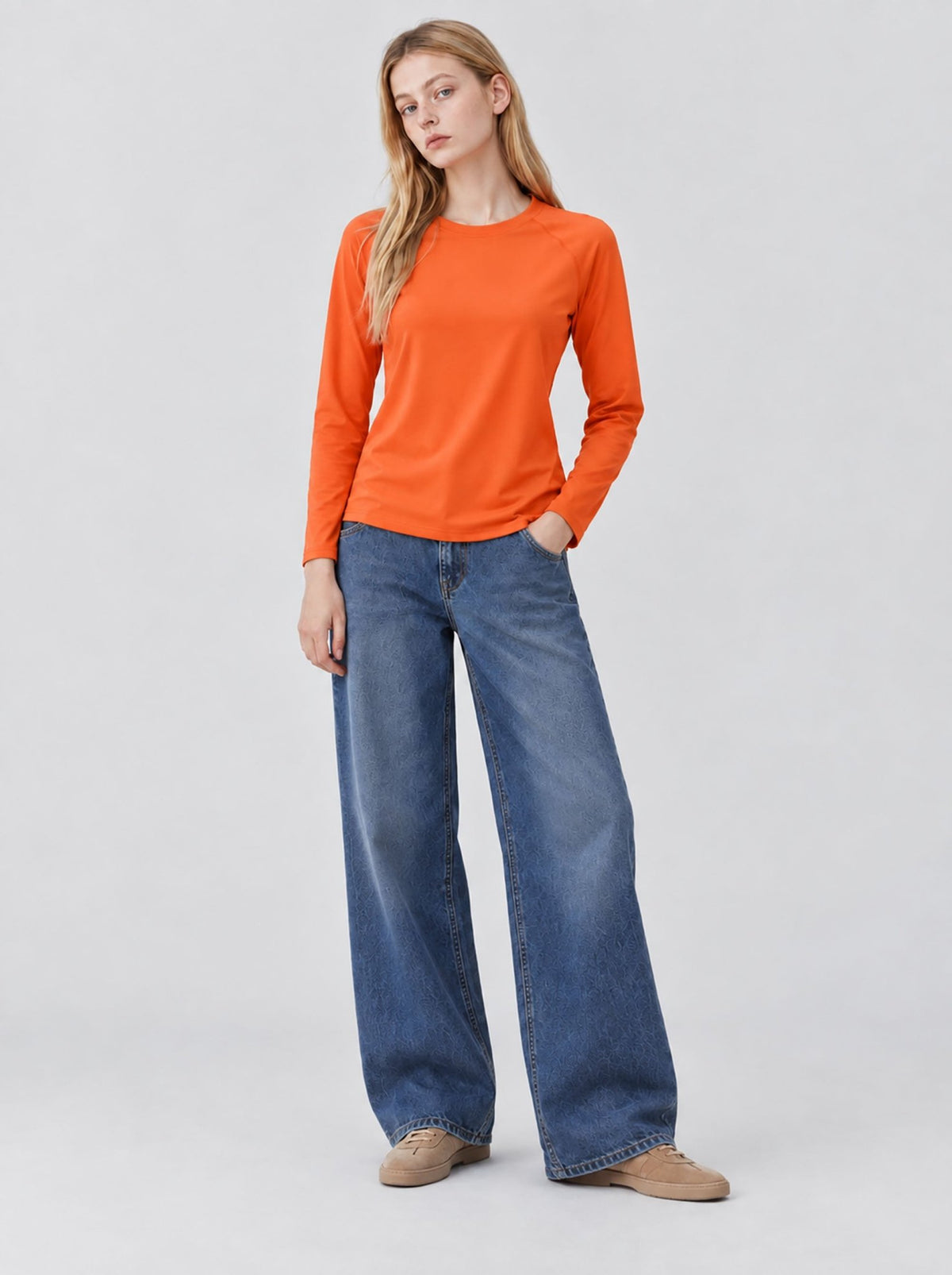 YUCOLEN Women’s Stretch Thermal Long Sleeve Active Top in Orange