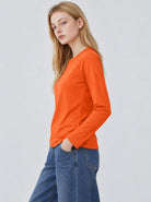 YUCOLEN Women’s Stretch Thermal Long Sleeve Active Top in Orange
